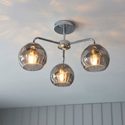 Endon 97971 - Pritrjen lestenec DIMPLE 3xE14/7W/230V sijajni krom/dimno siva