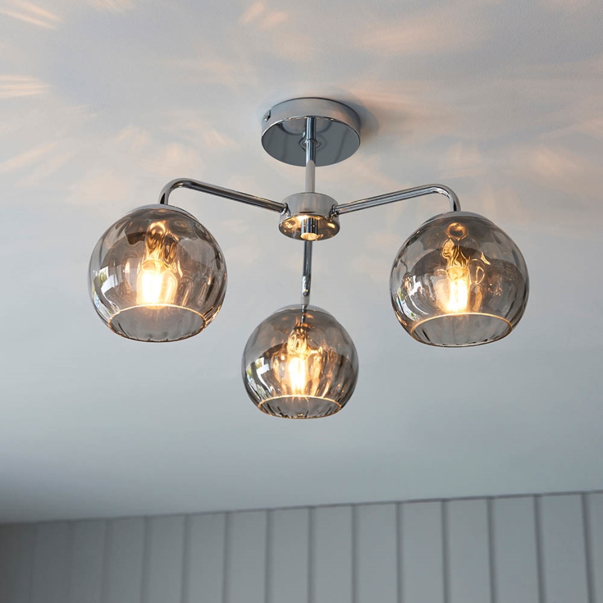 Endon 97971 - Pritrjen lestenec DIMPLE 3xE14/7W/230V sijajni krom/dimno siva