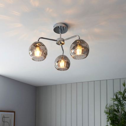 Endon 97971 - Pritrjen lestenec DIMPLE 3xE14/7W/230V sijajni krom/dimno siva