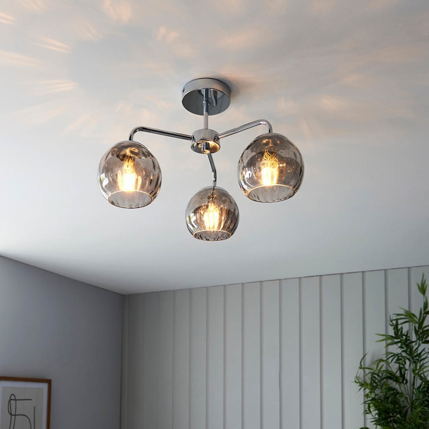 Endon 97971 - Pritrjen lestenec DIMPLE 3xE14/7W/230V sijajni krom/dimno siva
