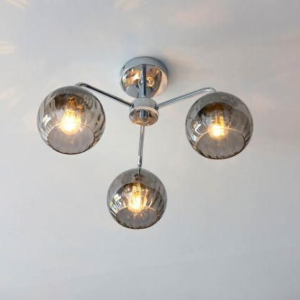 Endon 97971 - Pritrjen lestenec DIMPLE 3xE14/7W/230V sijajni krom/dimno siva