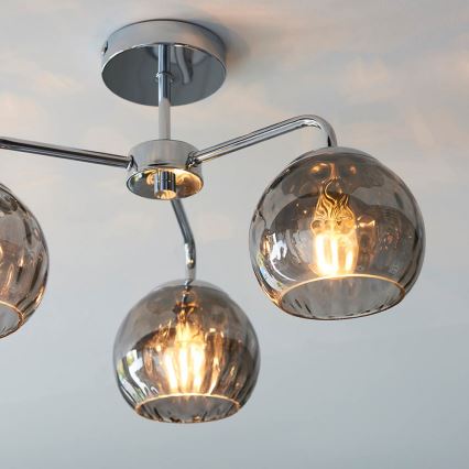 Endon 97971 - Pritrjen lestenec DIMPLE 3xE14/7W/230V sijajni krom/dimno siva