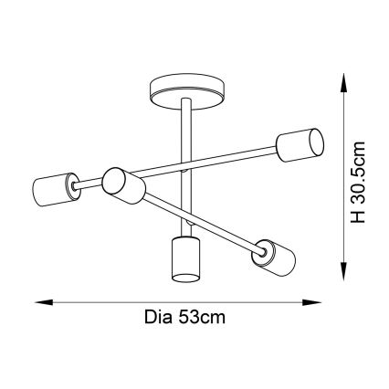 Endon 98786 - Lestenec na drogu SOHAN 5xE27/10W/230V medenina