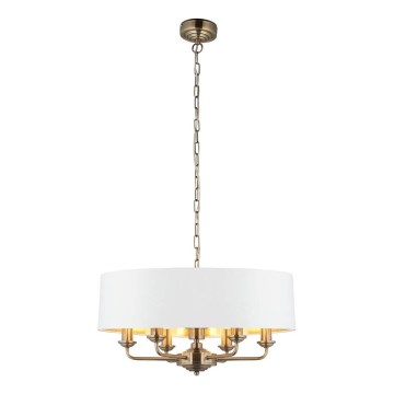 Endon 98933 - Lestenec na verigi HIGHCLERE 6xE14/40W/230V bela/medenina