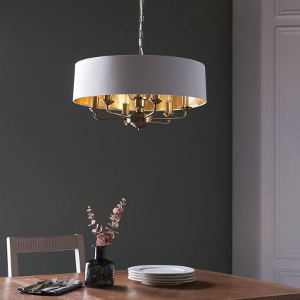 Endon 98933 - Lestenec na verigi HIGHCLERE 6xE14/40W/230V bela/medenina