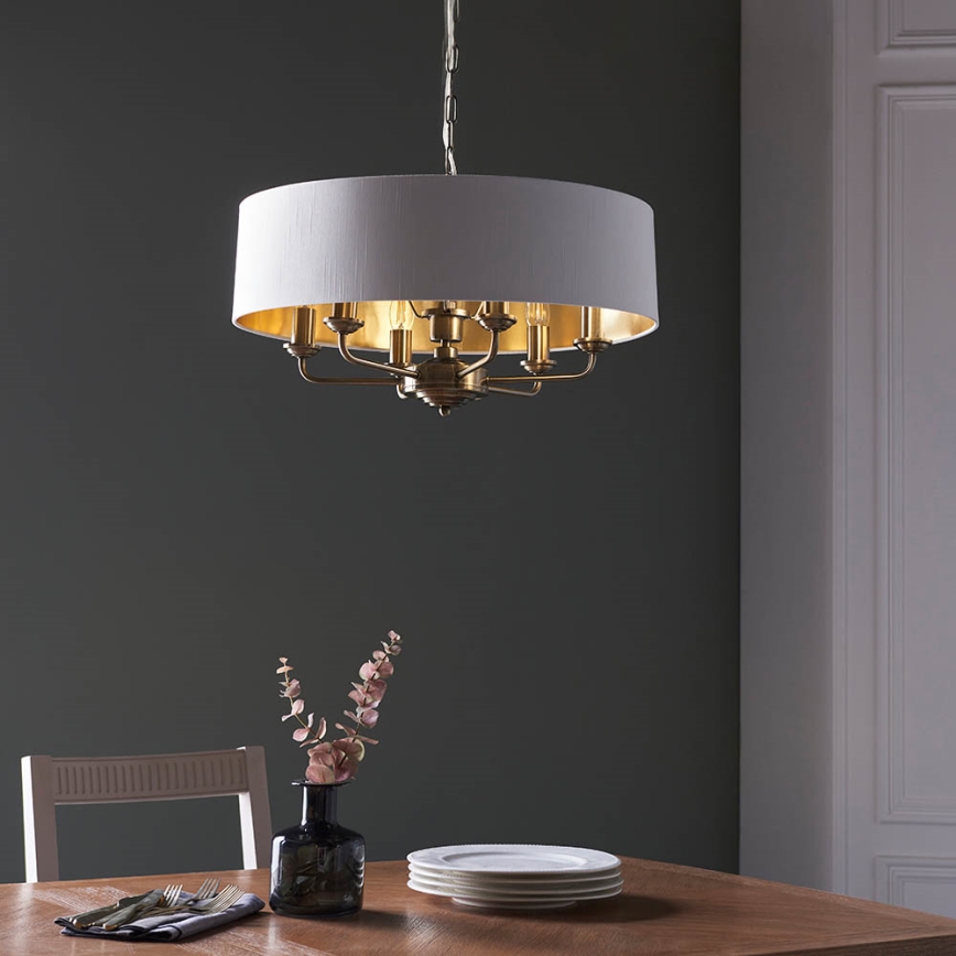 Endon 98933 - Lestenec na verigi HIGHCLERE 6xE14/40W/230V bela/medenina