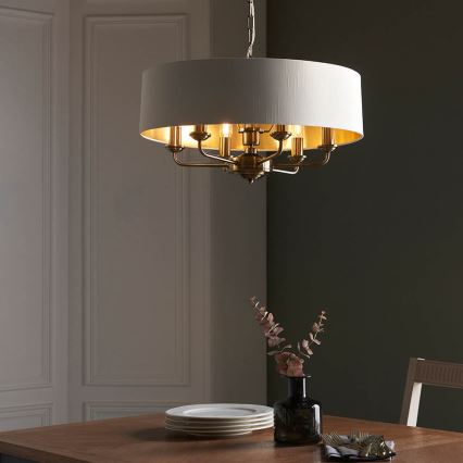 Endon 98933 - Lestenec na verigi HIGHCLERE 6xE14/40W/230V bela/medenina