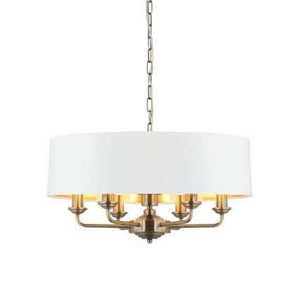 Endon 98933 - Lestenec na verigi HIGHCLERE 6xE14/40W/230V bela/medenina