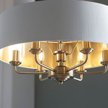 Endon 98933 - Lestenec na verigi HIGHCLERE 6xE14/40W/230V bela/medenina