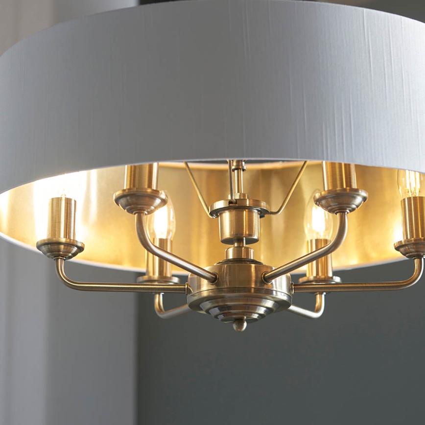 Endon 98933 - Lestenec na verigi HIGHCLERE 6xE14/40W/230V bela/medenina