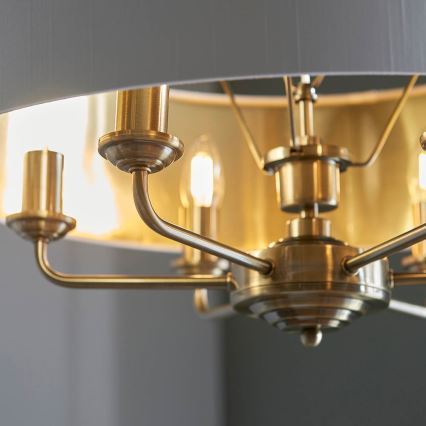 Endon 98933 - Lestenec na verigi HIGHCLERE 6xE14/40W/230V bela/medenina