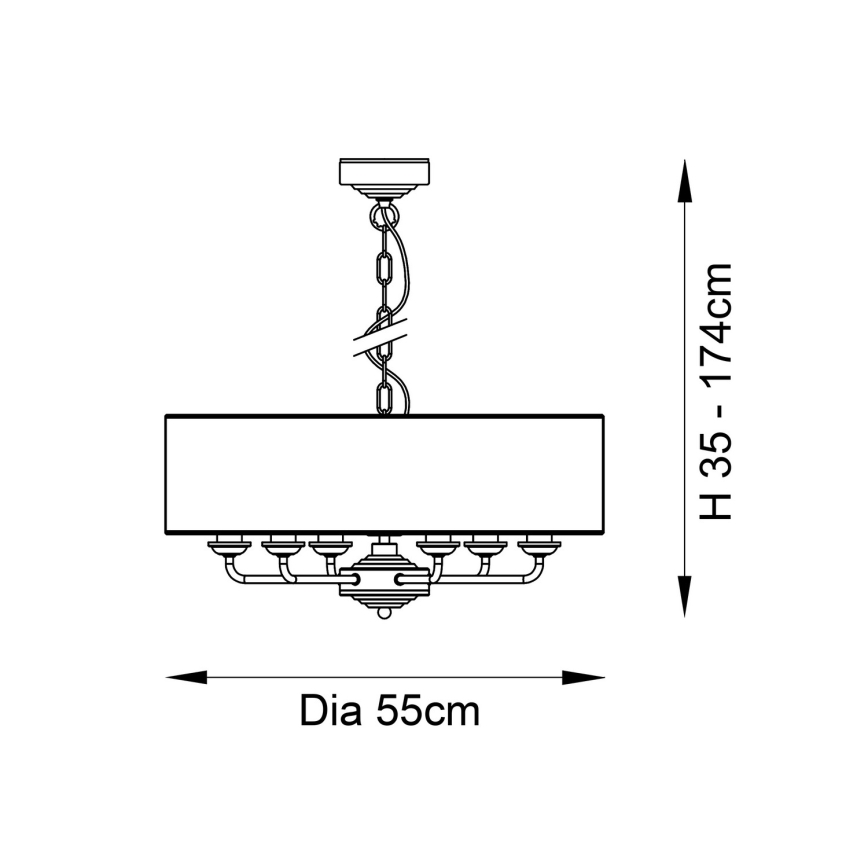 Endon 98933 - Lestenec na verigi HIGHCLERE 6xE14/40W/230V bela/medenina