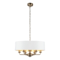 Endon 98933 - Lestenec na verigi HIGHCLERE 6xE14/40W/230V bela/medenina pr. 55 cm