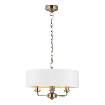 Endon 98934 - Lestenec na verigi HIGHCLERE 3xE14/40W/230V bela/medenina