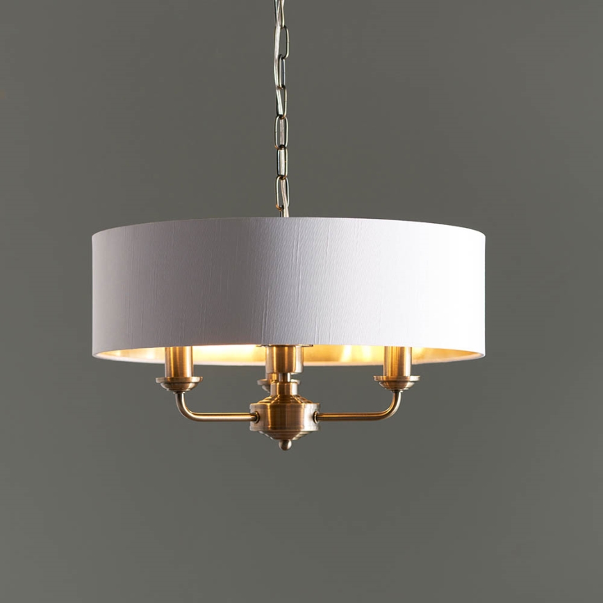 Endon 98934 - Lestenec na verigi HIGHCLERE 3xE14/40W/230V bela/medenina