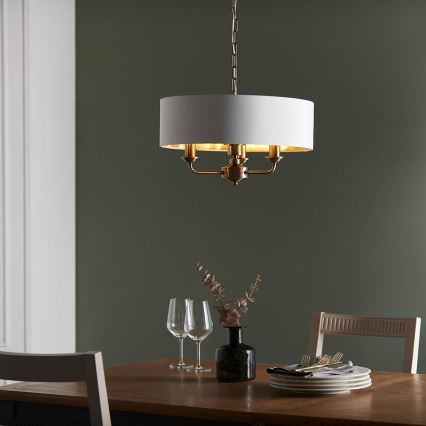 Endon 98934 - Lestenec na verigi HIGHCLERE 3xE14/40W/230V bela/medenina