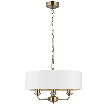 Endon 98934 - Lestenec na verigi HIGHCLERE 3xE14/40W/230V bela/medenina