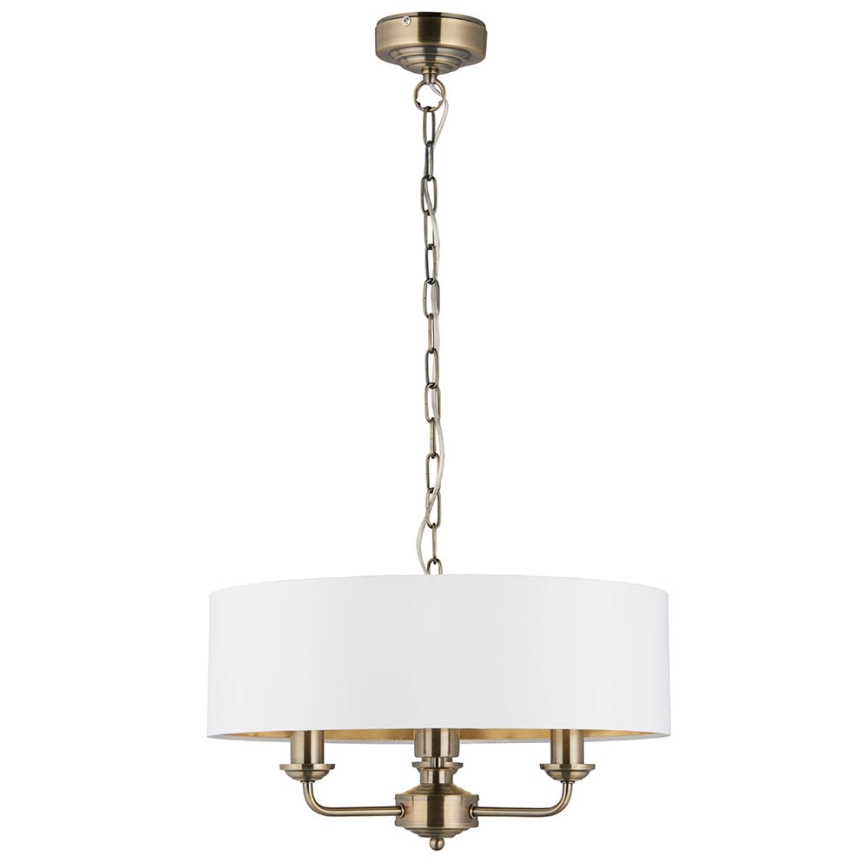 Endon 98934 - Lestenec na verigi HIGHCLERE 3xE14/40W/230V bela/medenina