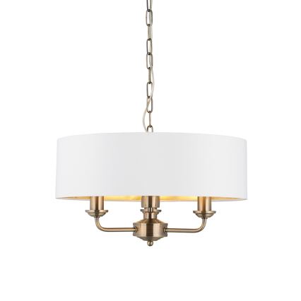 Endon 98934 - Lestenec na verigi HIGHCLERE 3xE14/40W/230V bela/medenina