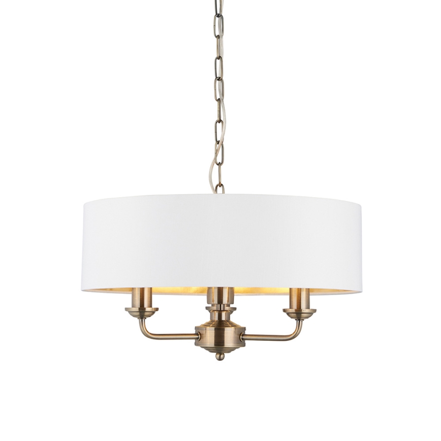 Endon 98934 - Lestenec na verigi HIGHCLERE 3xE14/40W/230V bela/medenina