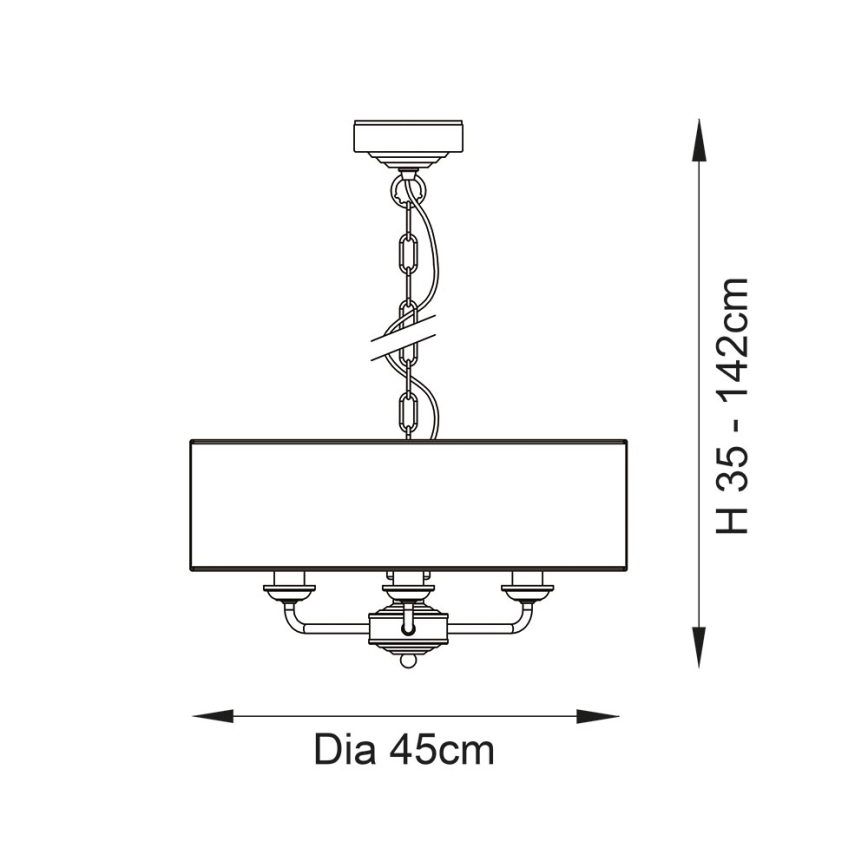 Endon 98934 - Lestenec na verigi HIGHCLERE 3xE14/40W/230V bela/medenina