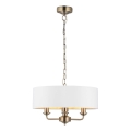 Endon 98934 - Lestenec na verigi HIGHCLERE 3xE14/40W/230V bela/medenina pr. 45 cm