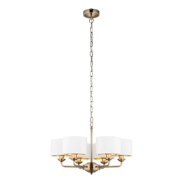 Endon 98936 - Lestenec na verigi HIGHCLERE 6xE14/28W/230V bela/medenina