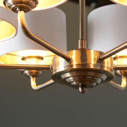 Endon 98936 - Lestenec na verigi HIGHCLERE 6xE14/28W/230V bela/medenina