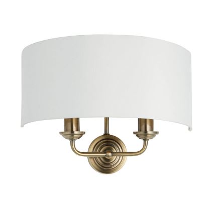 Endon 98937 - Stenska svetilka HIGHCLERE 2xE14/40W/230V bela/medenina