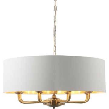 Endon 98938 - Lestenec na verigi HIGHCLERE 8xE14/40W/230V premer 70 cm bela/medenina