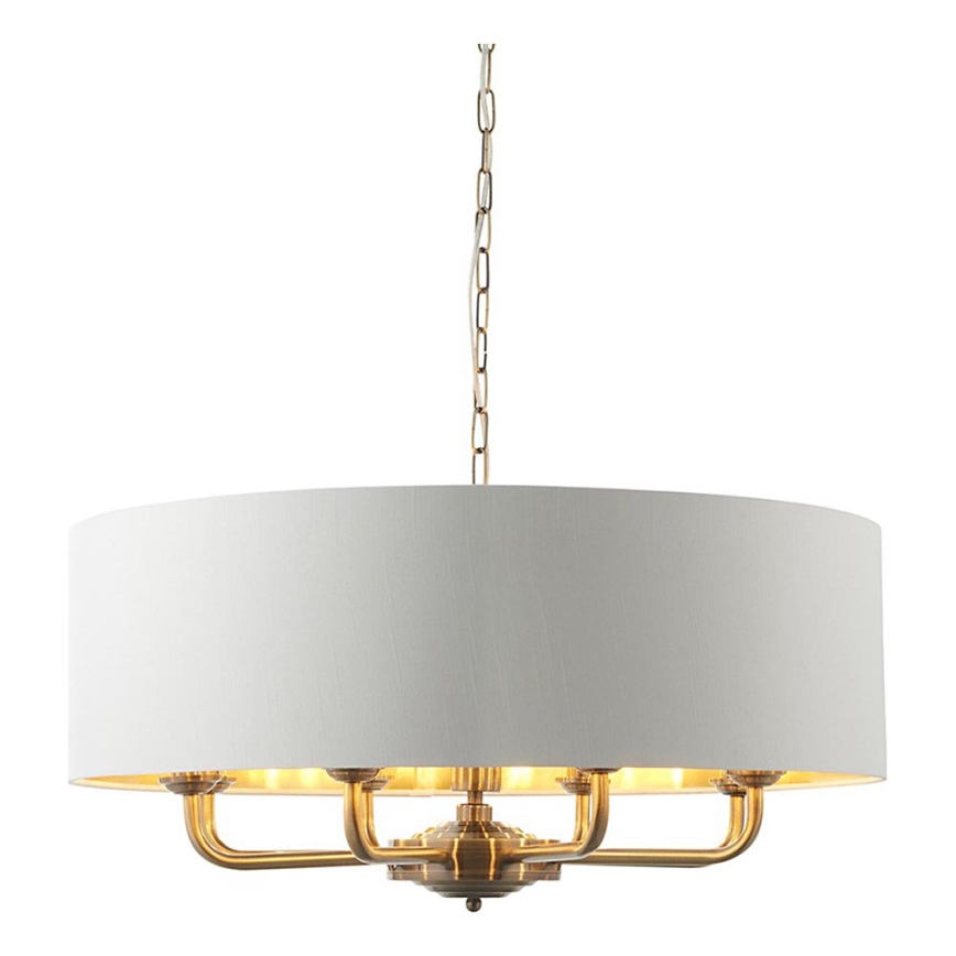 Endon 98938 - Lestenec na verigi HIGHCLERE 8xE14/40W/230V premer 70 cm bela/medenina