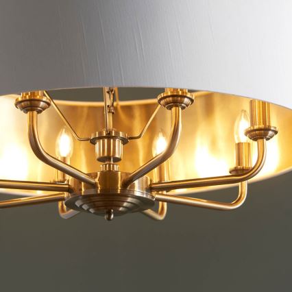 Endon 98938 - Lestenec na verigi HIGHCLERE 8xE14/40W/230V premer 70 cm bela/medenina