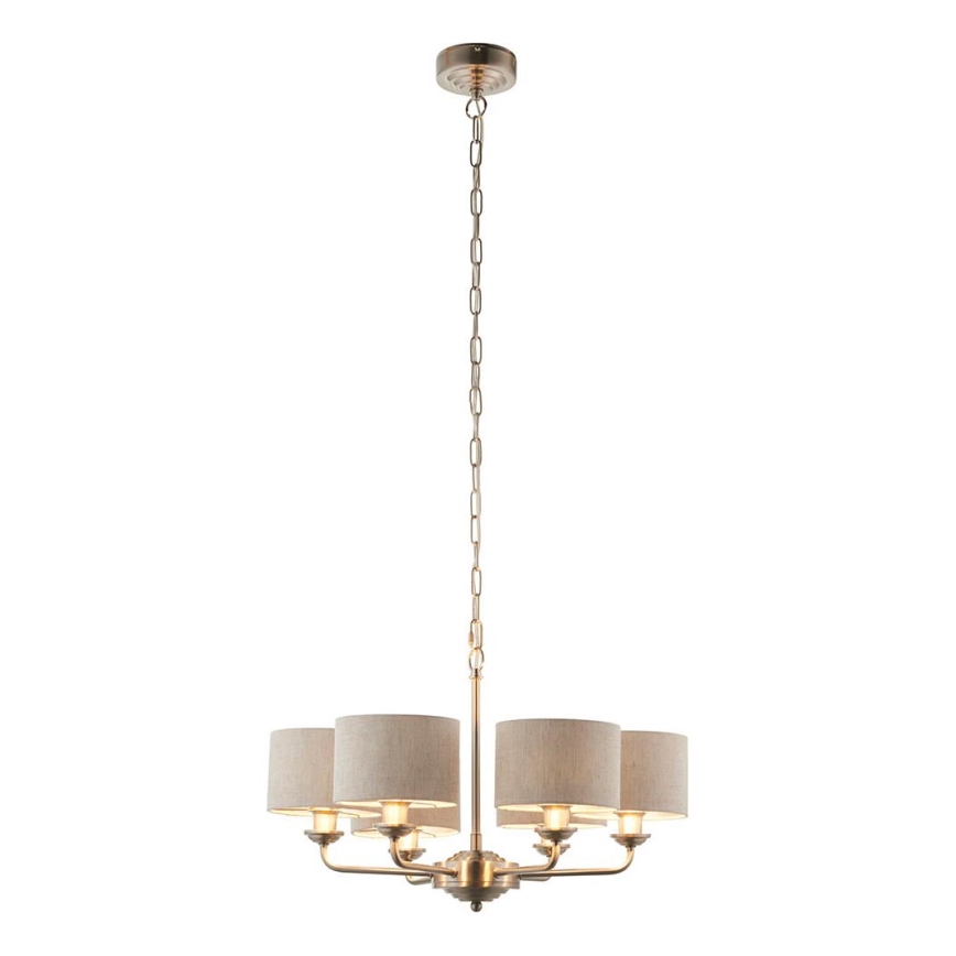 Endon 99151 - Lestenec na verigi HIGHCLERE 6xE14/28W/230V siva/matni krom premer 53 cm