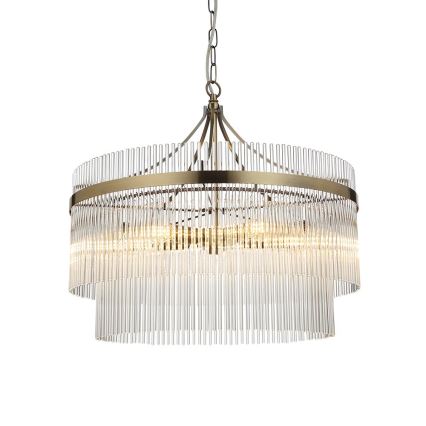 Endon 99166 - Lestenec na verigi MARIETTA 5xE14/7W/230V mesing/prozorno steklo