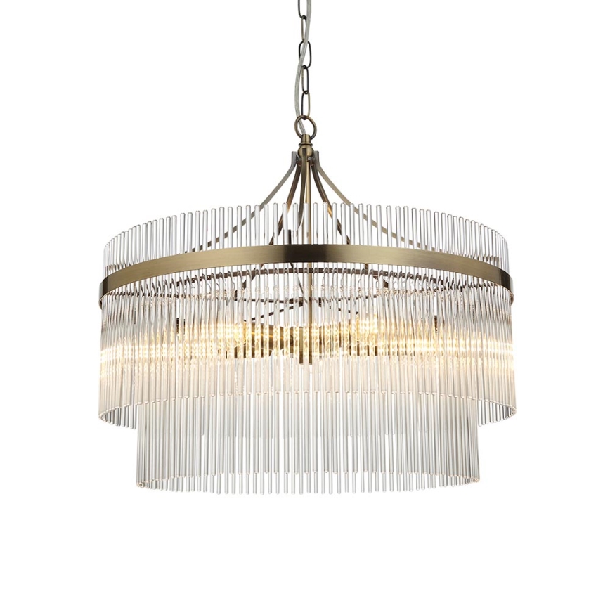 Endon 99166 - Lestenec na verigi MARIETTA 5xE14/7W/230V mesing/prozorno steklo