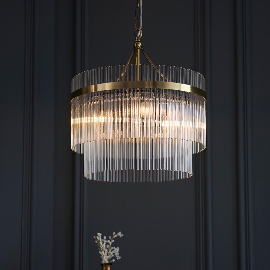 Endon 99167 - Lestenec na verigi MARIETTA 3xE14/7W/230V medenina/prozorna