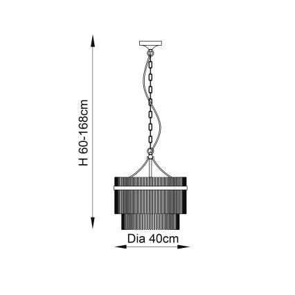 Endon 99167 - Lestenec na verigi MARIETTA 3xE14/7W/230V medenina/prozorna