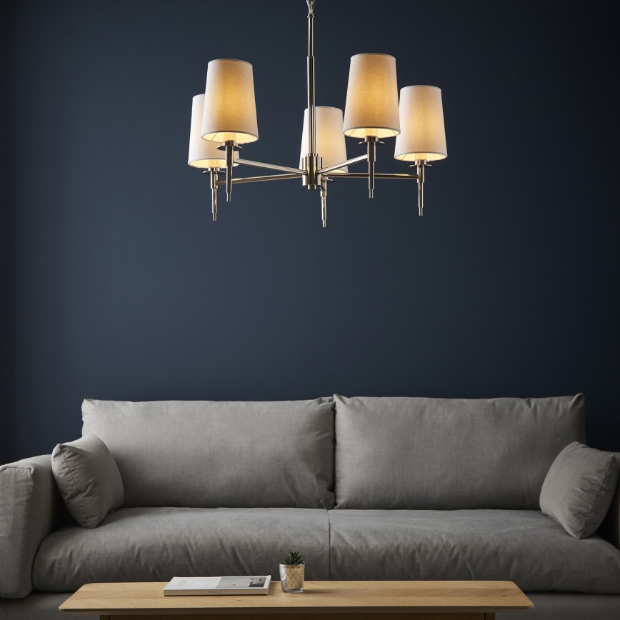 Endon 99457 - Lestenec na verigi 5xE14/6W/230V sijajni krom/bela
