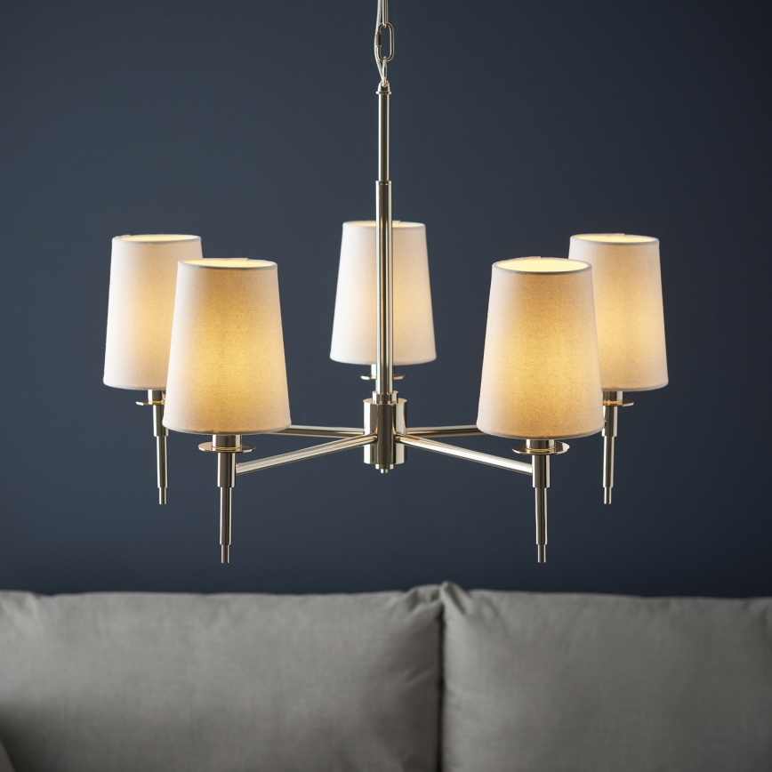 Endon 99457 - Lestenec na verigi 5xE14/6W/230V sijajni krom/bela