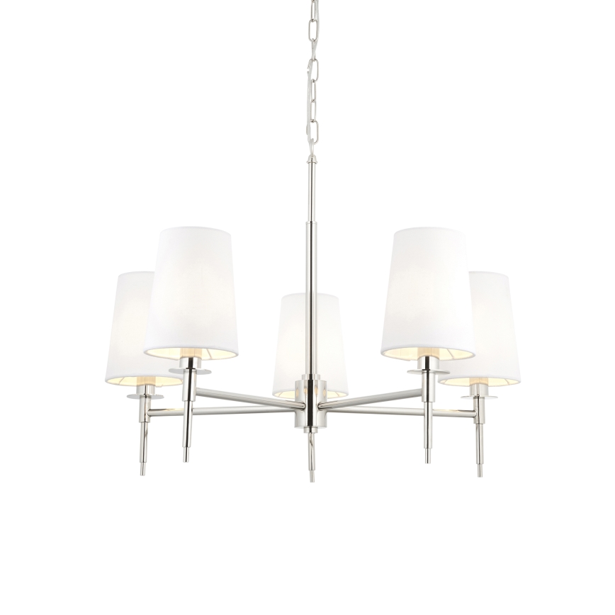 Endon 99457 - Lestenec na verigi 5xE14/6W/230V sijajni krom/bela
