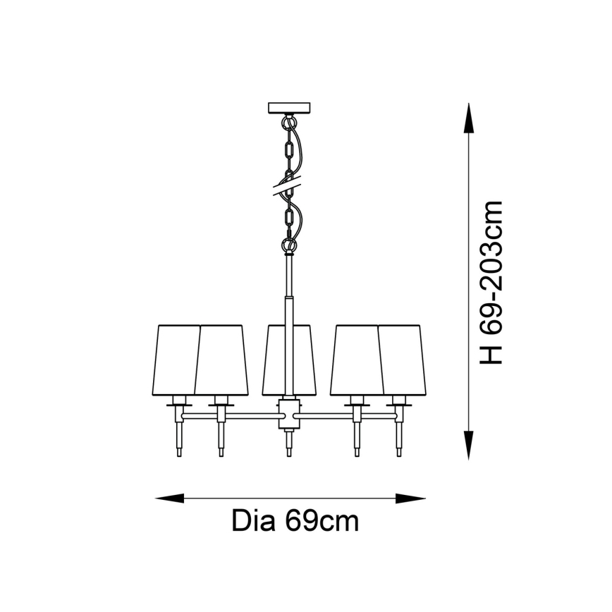 Endon 99457 - Lestenec na verigi 5xE14/6W/230V sijajni krom/bela