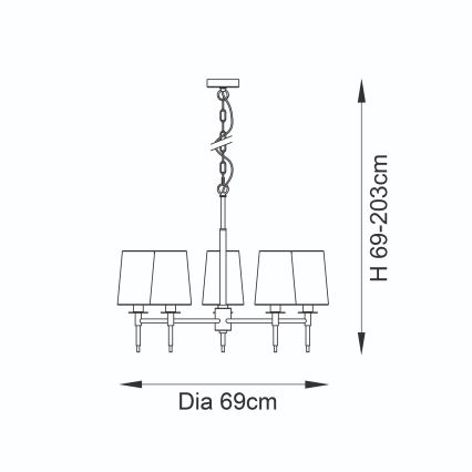 Endon 99458 - Lestenec na verigi 5xE14/6W/230V zlata/bela