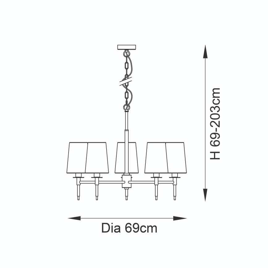 Endon 99458 - Lestenec na verigi 5xE14/6W/230V zlata/bela