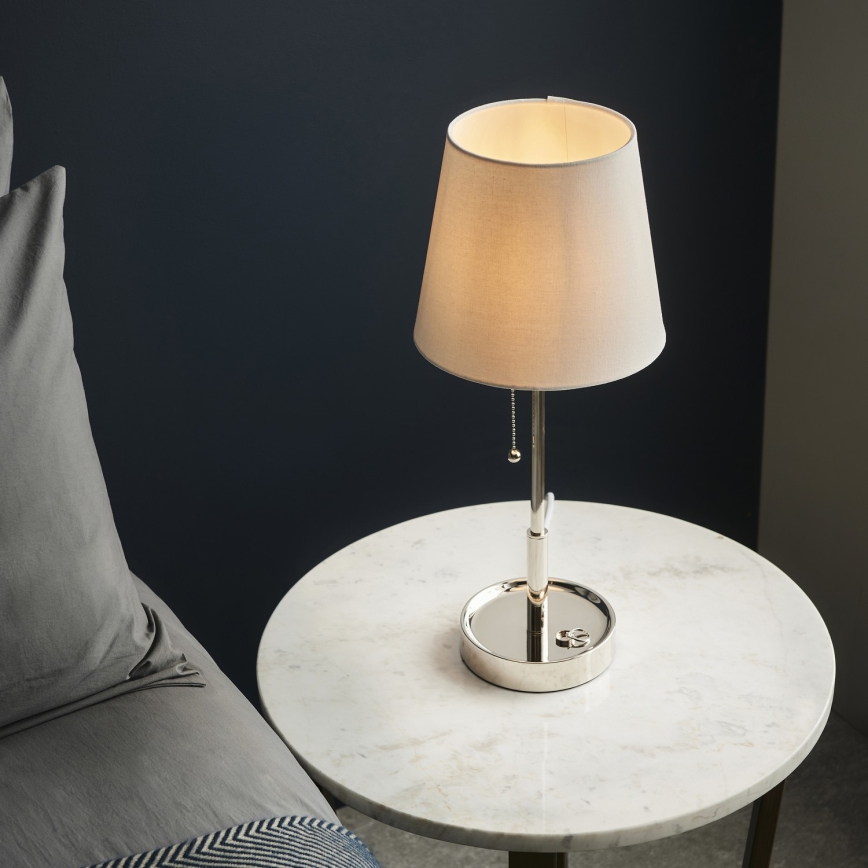 Endon 99596 - Namizna svetilka 1xE27/10W/230V bela/sijajni krom