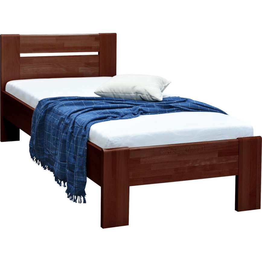 Enojna postelja AMBER 90x200 cm v barvi temnega oreha