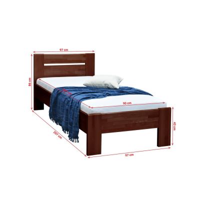 Enojna postelja AMBER 90x200 cm v barvi temnega oreha