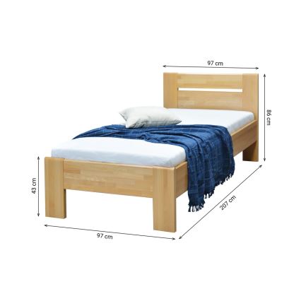 Enojna postelja iz masivnega bukovega lesa AMBER 90 x 200 cm