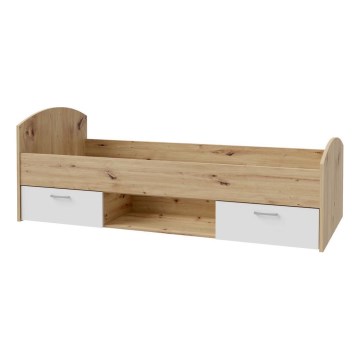 Enojna postelja z vgrajenim shranjevalnim prostorom URO 90x200 cm hrast artisan/bela