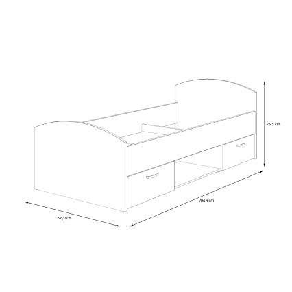 Enojna postelja z vgrajenim shranjevalnim prostorom URO 90x200 cm hrast artisan/bela