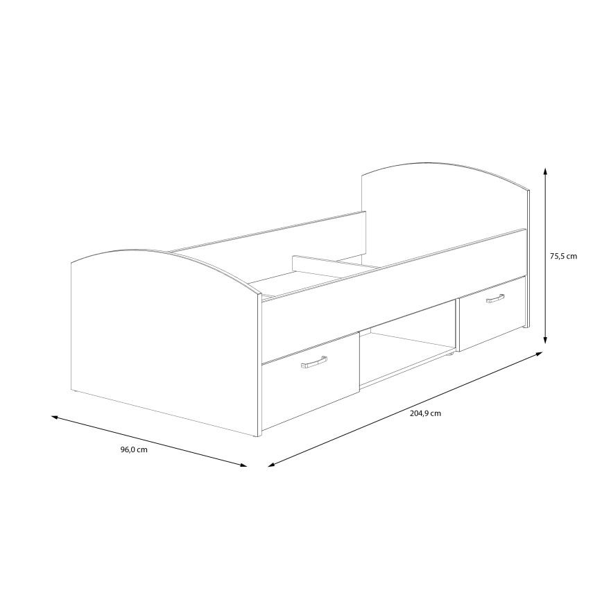 Enojna postelja z vgrajenim shranjevalnim prostorom URO 90x200 cm hrast artisan/bela